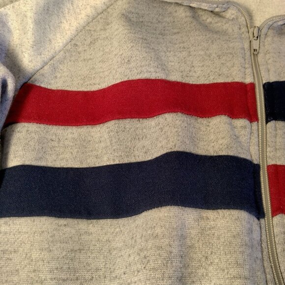 Vintage Track & Court Sweatshirt Men M Tall Gray Full Zip Red Blue Stripe Retro - Picture 14 of 16